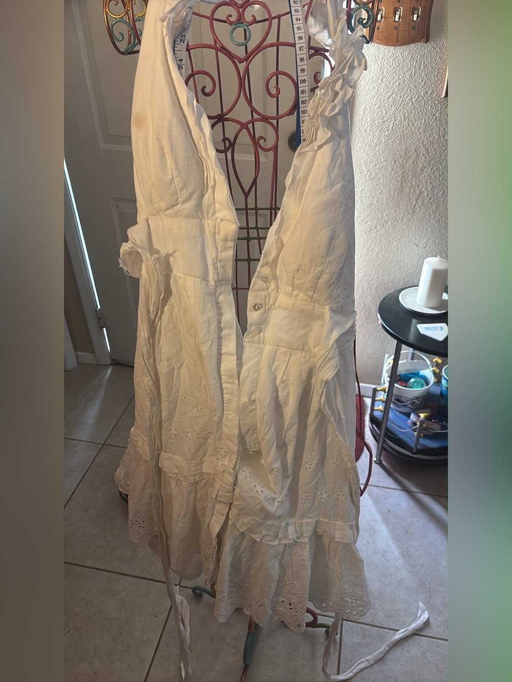 XOXO Cream Eyelet Tiered Maxi Dress